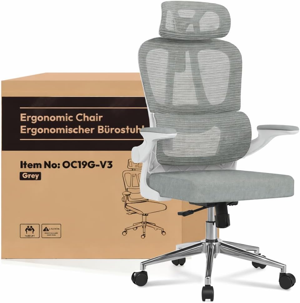 Chaise de bureau ergonomique Flexispot OC3 Lite en maille grise