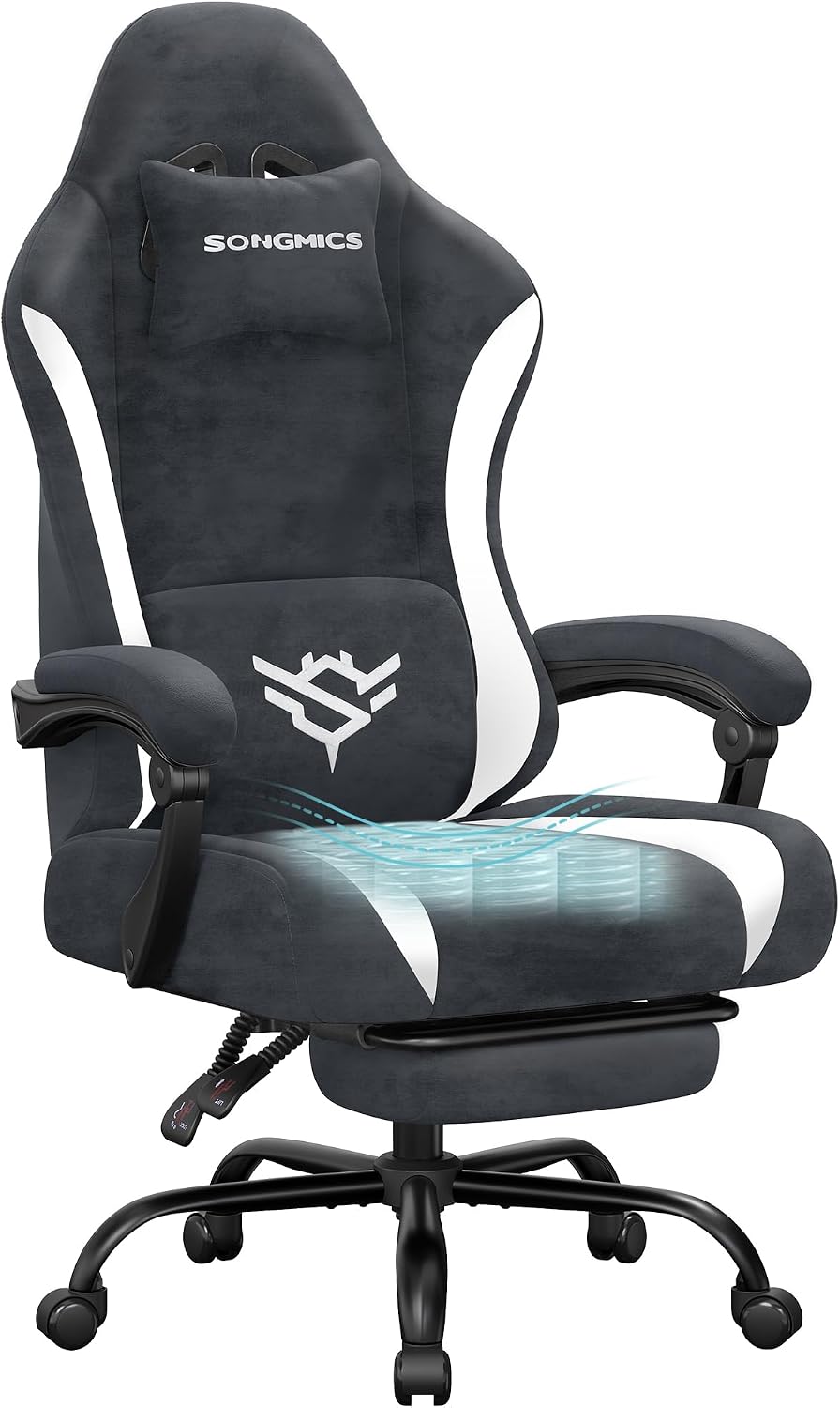 Chaise gamer Songmics Cathy OBG092GQ01 gris foncé avec repose-pieds