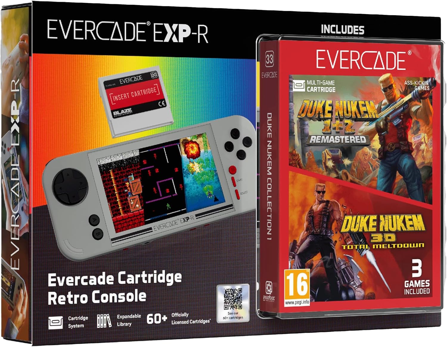 Console rétro portable Evercade EXP-R avec cartouche Duke Nukem Collection 1