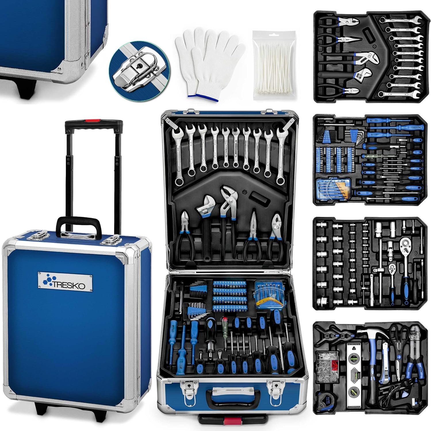 Boîte à outils TRESKO 1400 pièces en chrome vanadium avec mallette aluminium