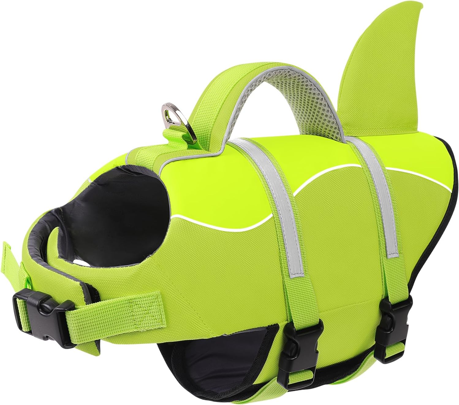 Gilet de sauvetage pour chien AOFITEE vert avec aileron de requin