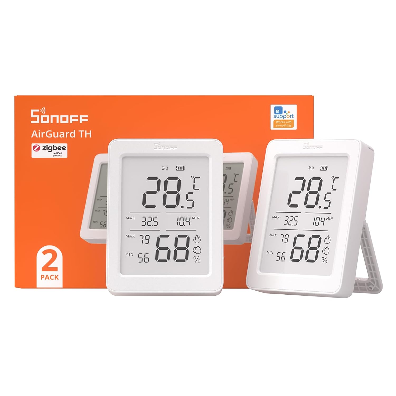 Lot de 2 capteurs Zigbee température et humidité SonOff AirGuard TH SNZB-02DR2