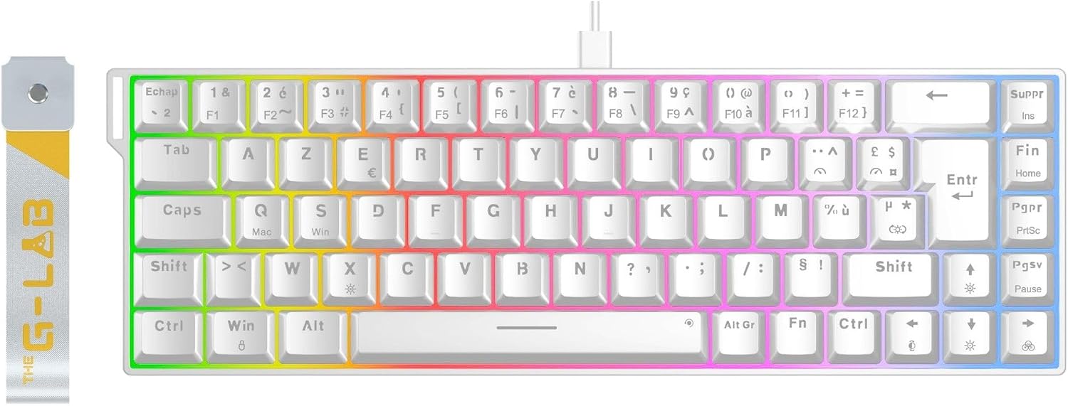 The G-Lab Keyz Titanium HE, clavier gamer magnétique 65% AZERTY blanc