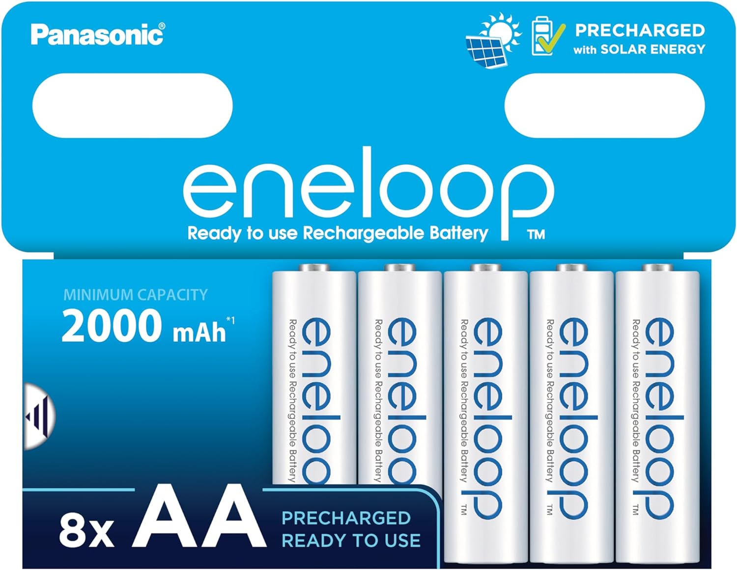 Lot de 8 piles rechargeables Panasonic eneloop AA 2000 mAh