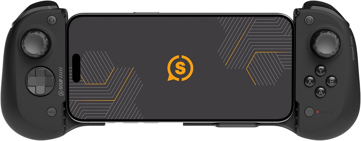 Manette Scuf Nomad clipsée autour d'un iPhone
