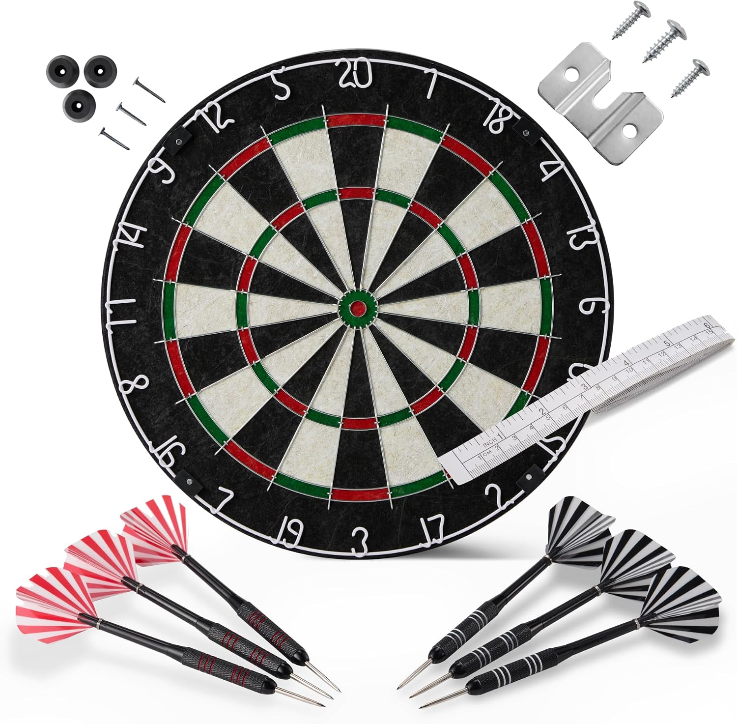 Jeu de fléchettes Amazon Basics avec cible en sisal et 6 fléchettes à pointe acier