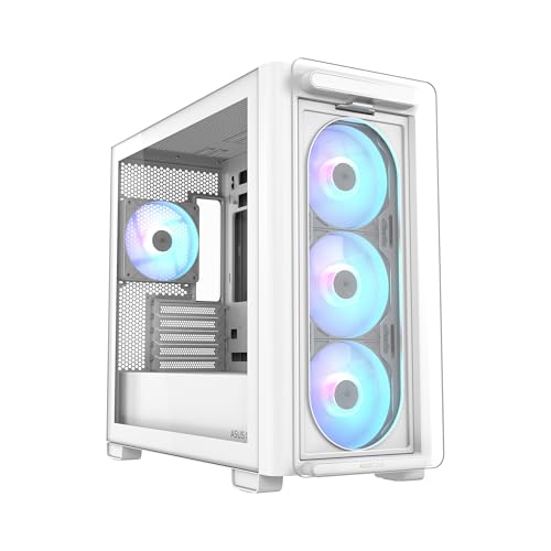 Boîtier PC Asus A21 PLUS ARGB blanc en verre trempé