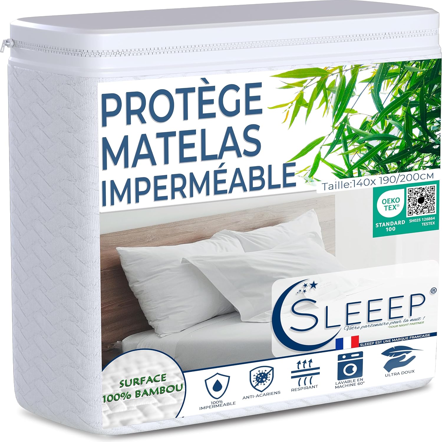 Protège-matelas imperméable Sleeep en fibre de bambou