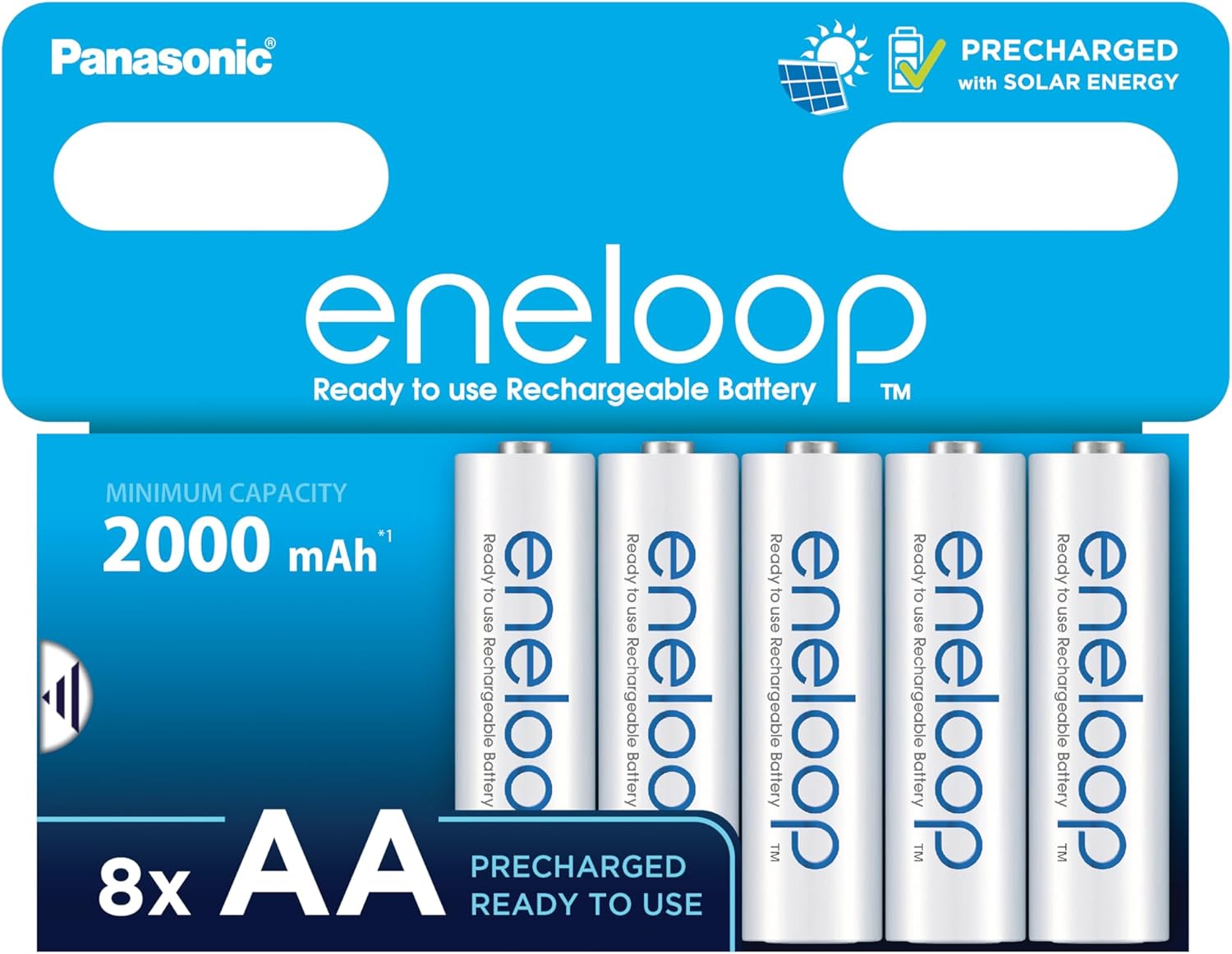 Lot de 8 piles rechargeables Eneloop AA 2000 mAh