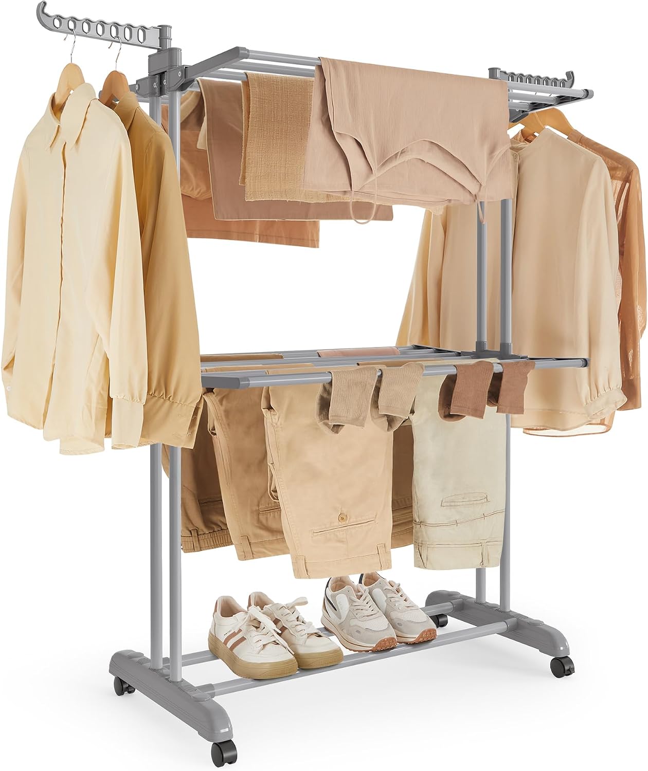 Étendoir à linge Songmics 3 niveaux mobile pliable gris
