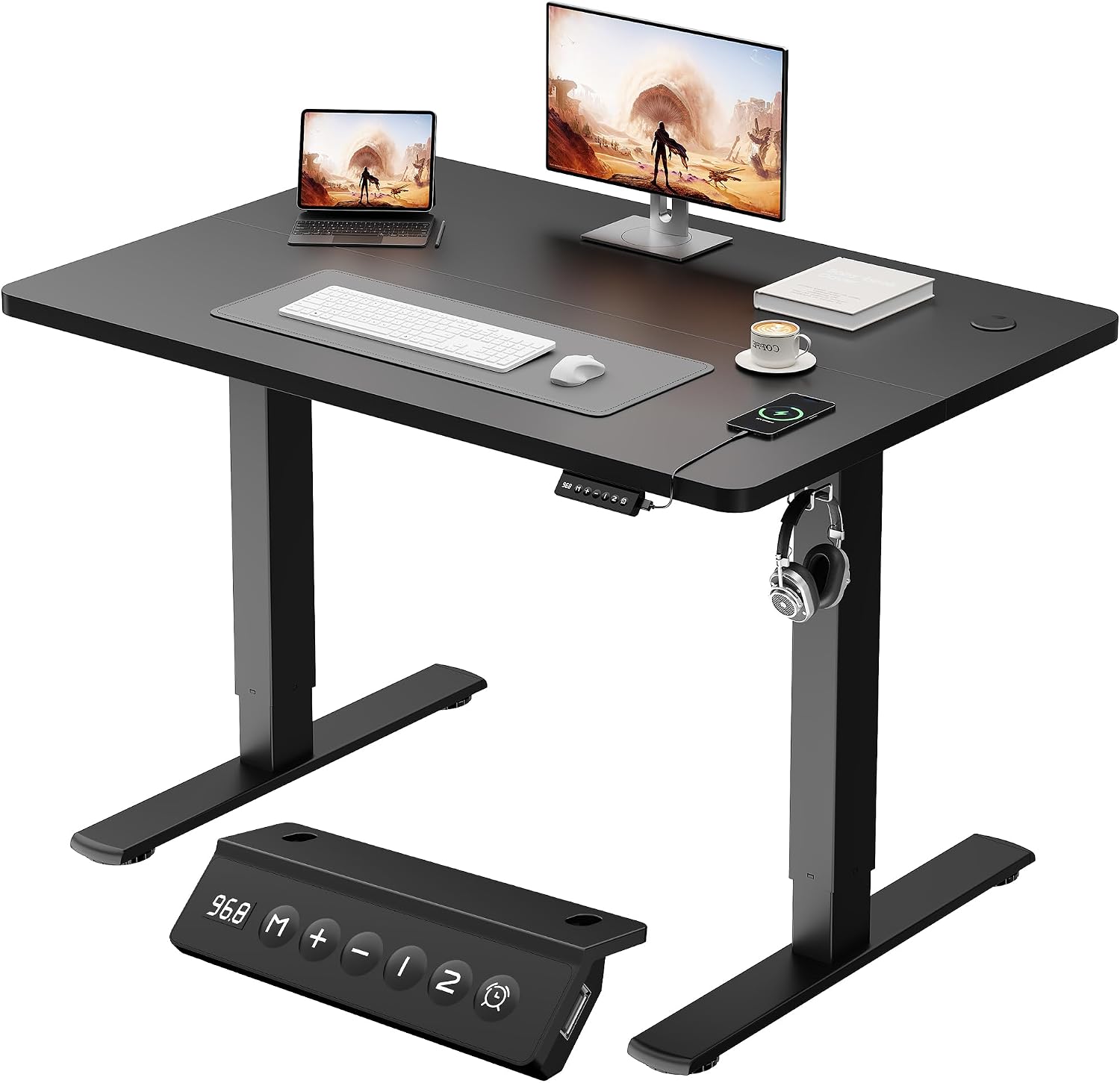 Bureau assis-debout électrique Jummico 100x60cm noir