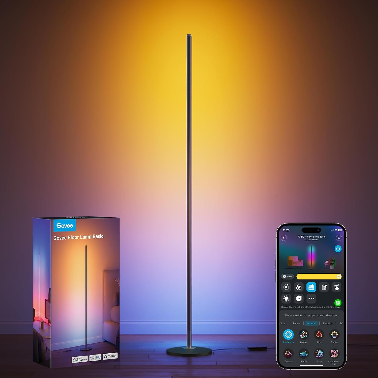 Lampadaire Govee RGBIC LED noir avec application