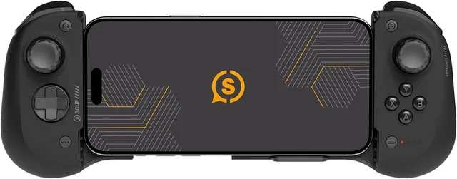 Manette Scuf Nomad clipsée autour d'un iPhone