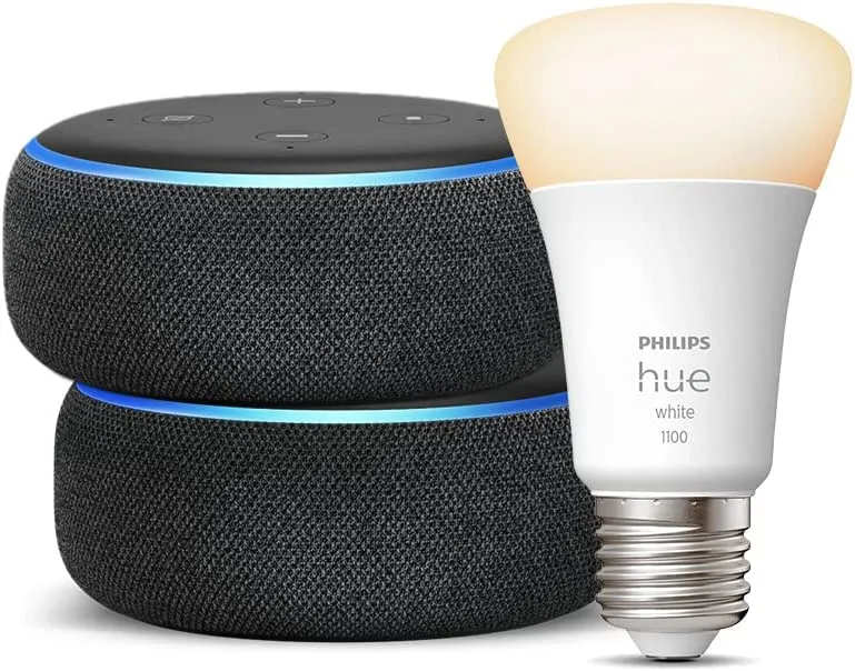 Kit maison connectée deux Echo Dot + Hue en promo